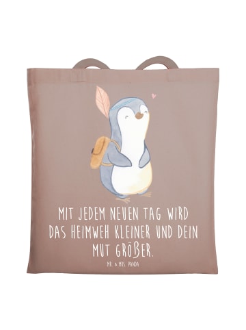 Mr. & Mrs. Panda Beutel Heimweh überwinden Mut mit Spruch in Braun Pastell
