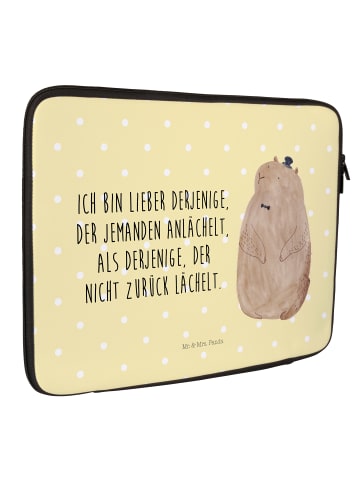 Mr. & Mrs. Panda Laptophülle Murmeltier mit Spruch in Gelb Pastell