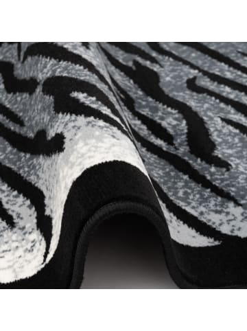 Pergamon Designer Teppich Samba Modern  Zebra in Grau Schwarz