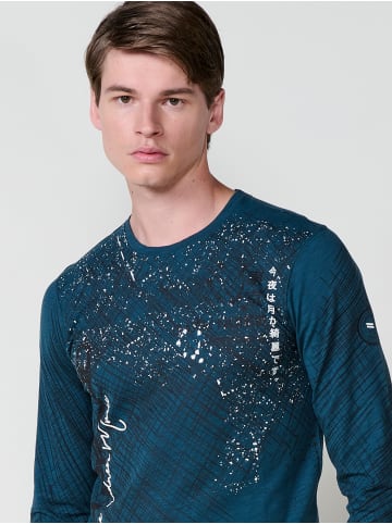 KOROSHI Langarm-t-shirt in petrol