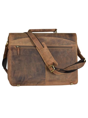 Greenburry Vintage Aktentasche Leder 40 cm Laptopfach in braun