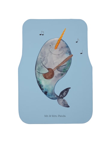 Mr. & Mrs. Panda Fußmatte Auto Narwal Gitarre ohne Spruch in Blau Pastell