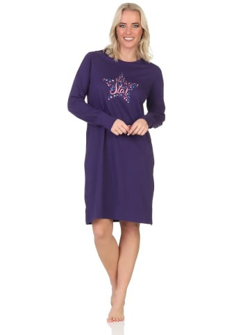 NORMANN langarm Nachthemd Bündchen Herz - 87552 in flieder