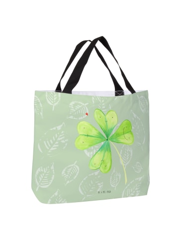 Mr. & Mrs. Panda Stofftasche Blume Kleeblatt ohne Spruch in Blattgrün