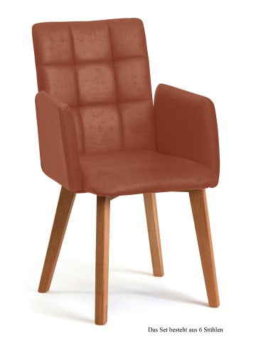 58 aufm Kessel ARMLEHNSTUHL (6er-Set) Dareia 52x91x60 Eiche geölt/Cognac