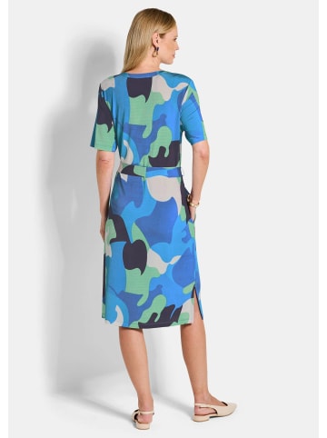 GOLDNER Kurzgröße:  Druckkleid mit organischem Muster in blau / grün / gemustert