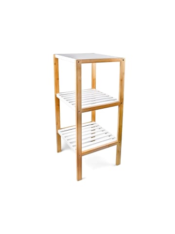 relaxdays Regal in Weiß/Natur - (B)33 x (H)80 x (T)34 cm