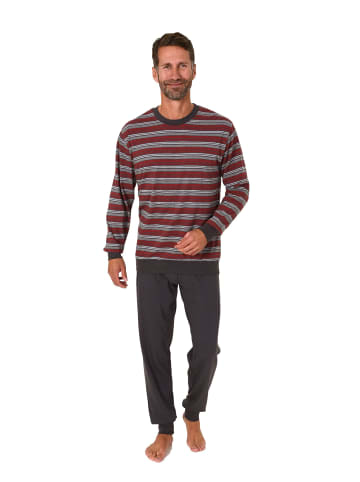 NORMANN langarm Schlafanzug Bündchen Pyjama Streifen - 88068 in rot