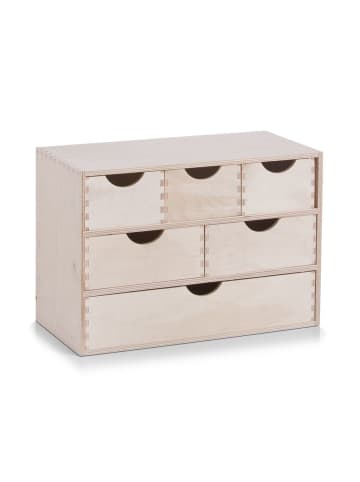 Zeller Behälter für Kleinteile, 6 Schubladen in Beige, (B) 20 x (H) 28 x (L) 40 cm