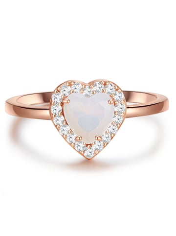 Glanzstücke München Ring Herz aus Sterling Silber mit Mondstein (synth.) in roségold