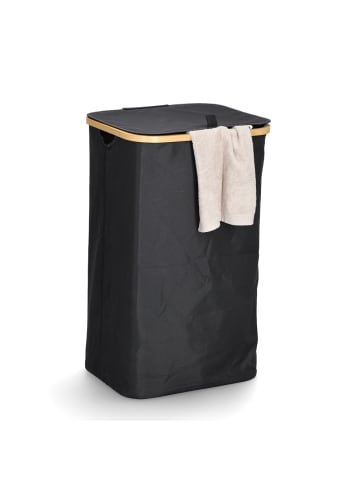 Zeller Wäschekorb mit Tasche in Schwarz, 44 x 33 x 70 cm