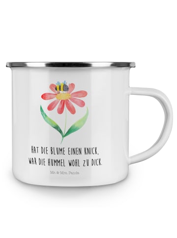 Mr. & Mrs. Panda Emaille Tasse Hummel Blume mit Spruch in Weiß