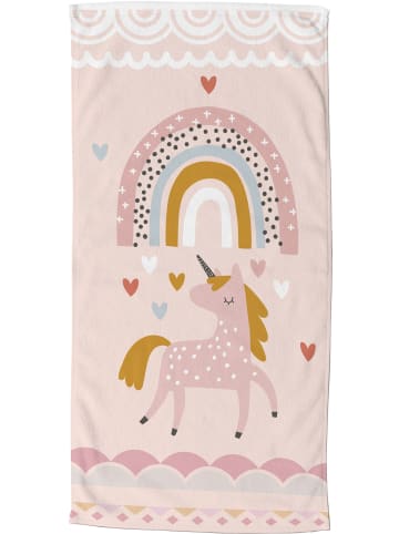 Good Morning Velours-Frottier Strandtuch Dash in rosa