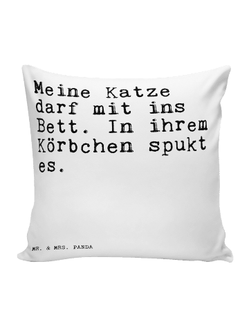 Mr. & Mrs. Panda Kissen Meine Katze darf mit... mit Spruch in Weiß
