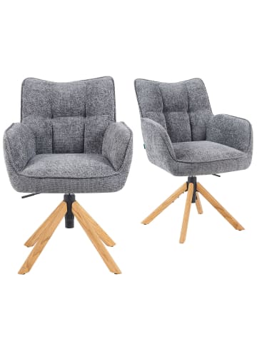 DUBI Möbel 2er-Set: Bürostuhl Mika-Keno in Grau - (B)59 x (H)85 x  (T)66 cm