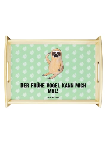 Mr. & Mrs. Panda Servierplatte Holz Faultier Vogel mit Spruch in Tropengrün