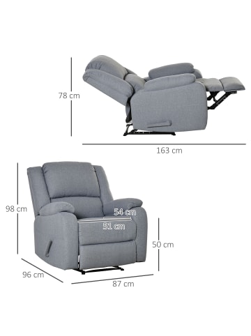 HOMCOM Relaxsessel in Hellgrau 87L x 96B x 98H cm