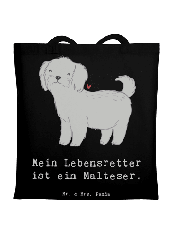 Mr. & Mrs. Panda Tragetasche Malteser Lebensretter mit Spruch in Schwarz