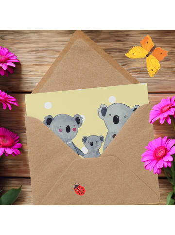 Mr. & Mrs. Panda Deluxe Karte Koala Familie ohne Spruch in Gelb Pastell
