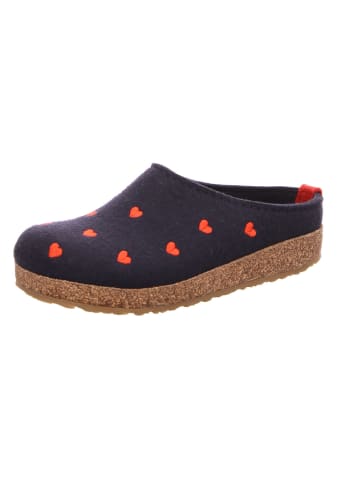 HAFLINGER Pantoffeln Grizzly Cuoricini in mittelblau