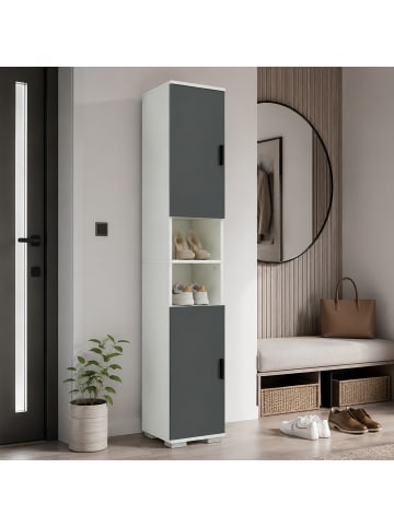 VCM  Holz schmaler Schuhschrank Dielenmöbel Gados  M in Weiß / Anthrazit
