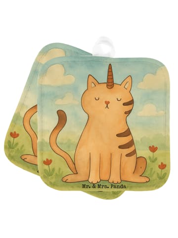Mr. & Mrs. Panda Topfhandschuhe Einhorn Katze Design ohne Spruch in Weiß