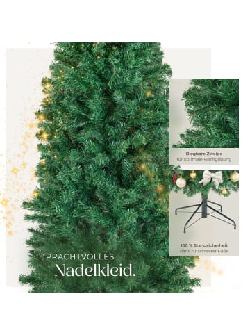 tectake Weihnachtsbaumset, Größenwahl, Lichterkette, pulverbesch. Ständer