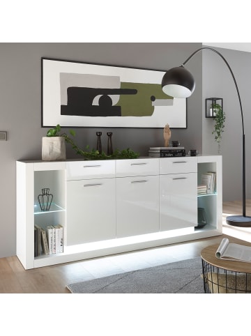 Feldmann-Wohnen Sideboard Meran weiß Hochglanz 198 / 43 / 83cm