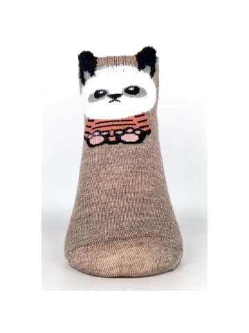 COFI 1453 Socken Damen Pandamuster Baumwollmischung in Beige in Braun