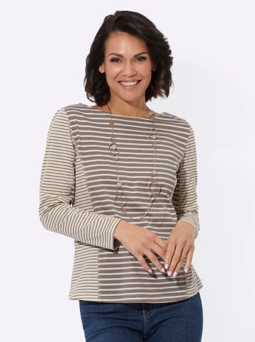 WITT WEIDEN Shirt in taupe-elfenbein-geringelt