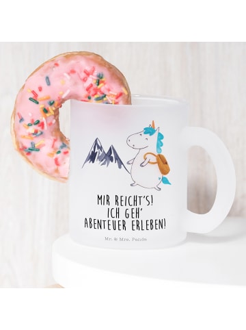Mr. & Mrs. Panda Glasbecher Einhorn Bergsteiger mit Spruch in Transparent
