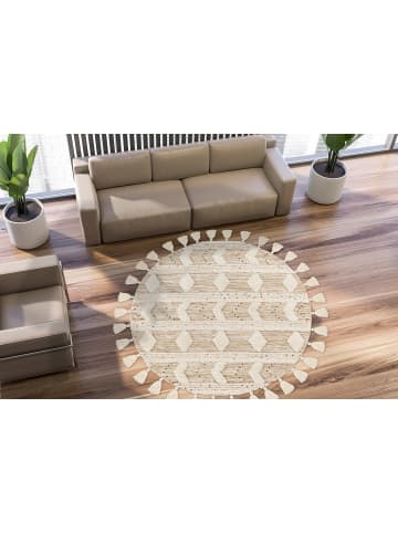 Kayoom Kurzflor Teppich Bohist 425 in creme - khaki - quadratisch