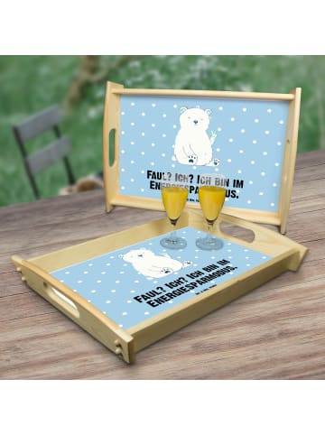 Mr. & Mrs. Panda Tablett Eisbär Faul mit Spruch in Blau Pastell