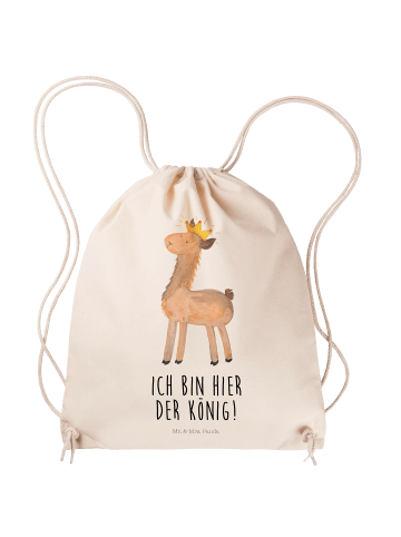 Mr. & Mrs. Panda Turnbeutel Lama König mit Spruch in Creme
