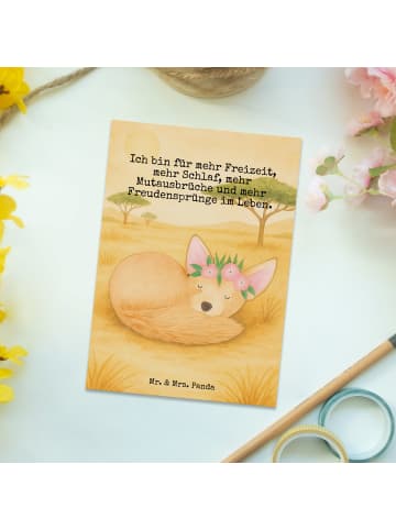 Mr. & Mrs. Panda Postkarte Wüstenfuchs Blumen Design mit Spruch in Weiß