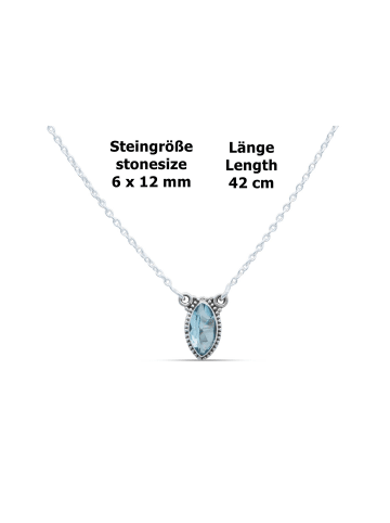 mantraroma 925er Silber - Collierketten (L) 42 cm mit Blau Topas facettiert