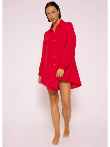 SASSYCLASSY Ultra Oversize Musselin-Blusenhemd lange Variante in Rot