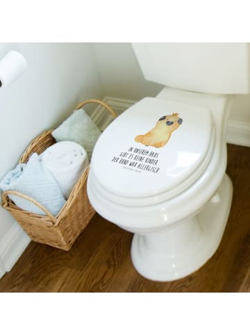 Mr. & Mrs. Panda Motiv WC Sitz Mops Krone mit Spruch in Weiß