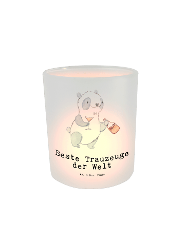 Mr. & Mrs. Panda Teelicht Glas Panda Bester Trauzeuge der Welt m... in Transparent
