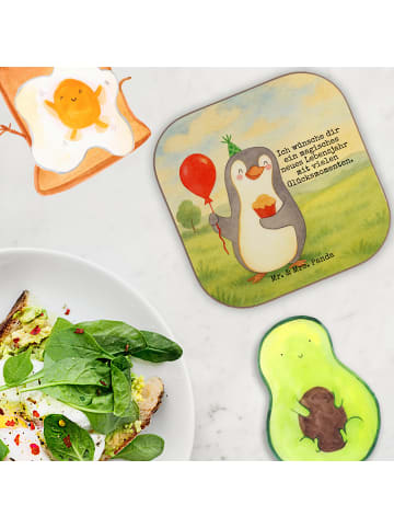 Mr. & Mrs. Panda Holzuntersetzer Pinguin Geburtstag Design mit S... in Weiß