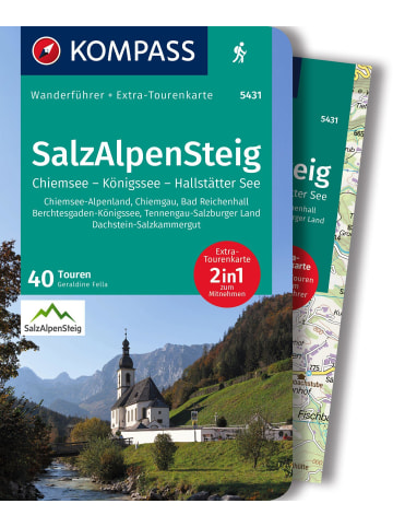 Kompass-Karten KOMPASS Wanderführer SalzAlpenSteig, Chiemsee, Königssee, Hallstätter See, 40...