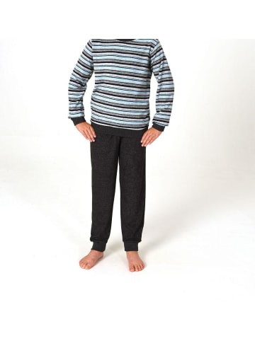 NORMANN Frottee Pyjama Schlafanzug Bündchen - 82590 in hellblau