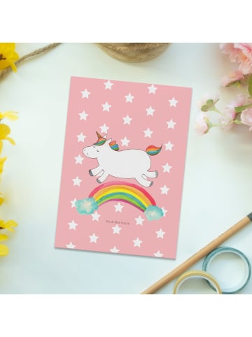 Mr. & Mrs. Panda Wanddeko Einhorn Regenbogen ohne Spruch in Rot Pastell