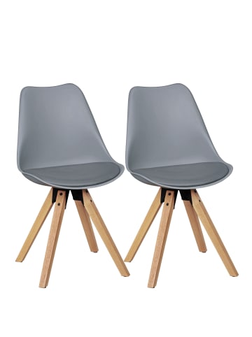 KADIMA DESIGN Esszimmerstühle 2er-Set | Kunstleder, Naturholzbeine, Skandinavisch in Grau