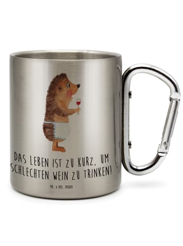 Mr. & Mrs. Panda Thermobecher Igel Wein mit Spruch in Silber