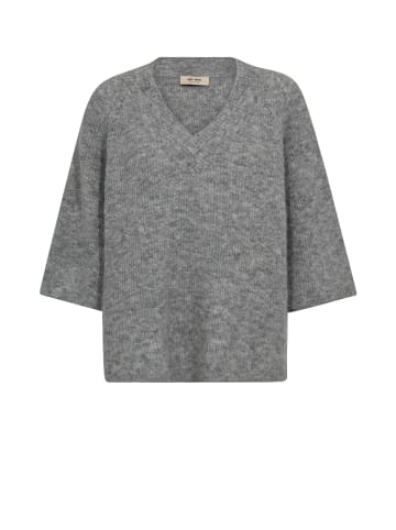 Mos Mosh 3/4 V-Neck Strickpullover in Grey Melange