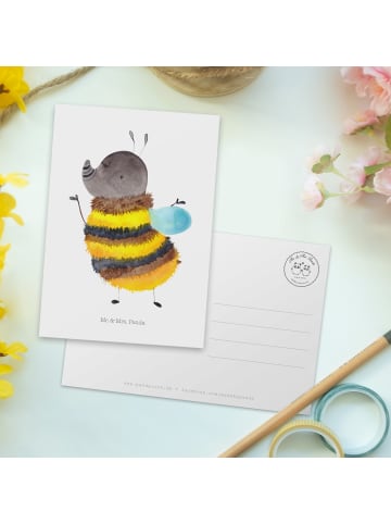 Mr. & Mrs. Panda Postkarte Hummel flauschig ohne Spruch in Weiß