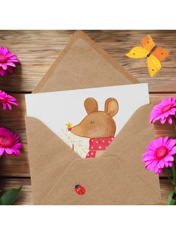 Mr. & Mrs. Panda Grußkarte Maus Weihnachten ohne Spruch in Weiß