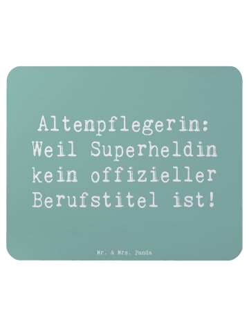 Mr. & Mrs. Panda Mauspad Spruch Altenpflegerin Superheld mit Spruch in Meeresbrise