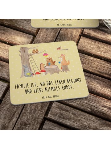 Mr. & Mrs. Panda Untersetzer Waldtiere Picknick mit Spruch in Gelb Pastell